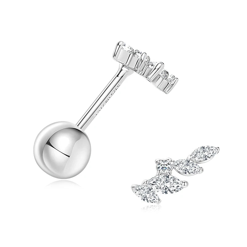 Silver Leaf-Shaped Earrings with Moissanite MONAÉ