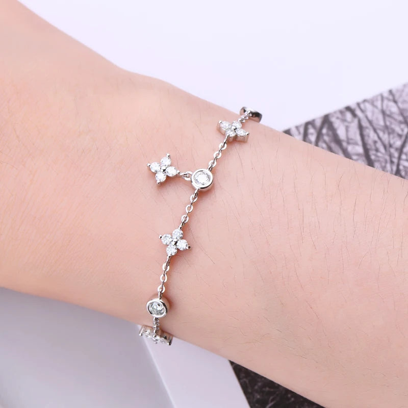 Silver Adjustable Bracelet with Moissanite NÉRA