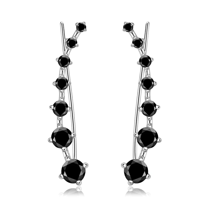 Silver Ear Climber Earrings with Moissanite CARÉA