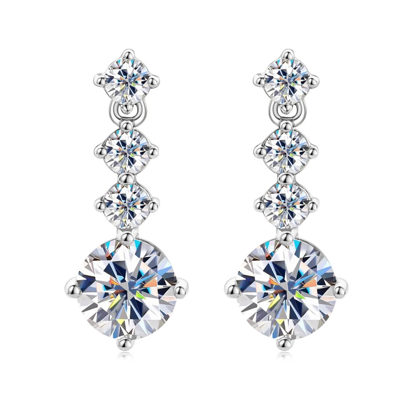 Silver Drop Earrings with Moissanite CÉLÉNE