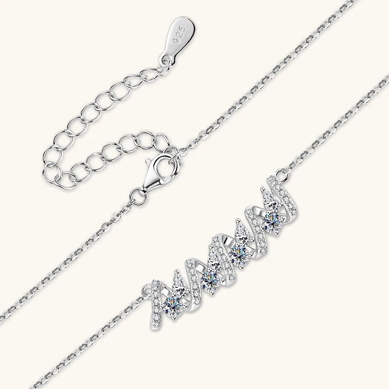 Silver Pendant Necklace with Pear Cut Moissanite ALIONÉ